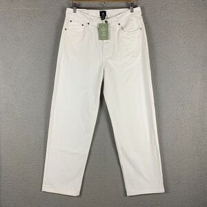 New H&M Loose Fit Jeans Women 32 Baggy High Rise  White Denim